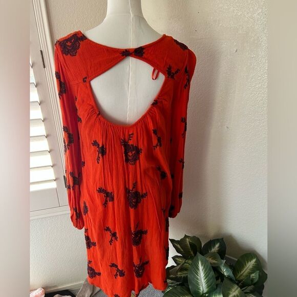 Free People Emma Mini Dress In Burnt Orange And Maroon - Picture 2 of 9